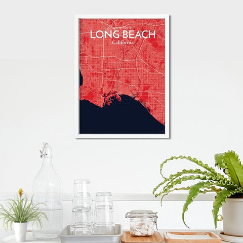 Long Beach CA City Map Poster – Detailed Art Print of Long Beach, California for Home Decor, Office Decor, Travel Art, and Unique Gifts