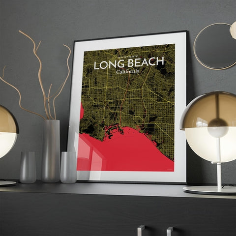 Long Beach CA City Map Poster – Detailed Art Print of Long Beach, California for Home Decor, Office Decor, Travel Art, and Unique Gifts