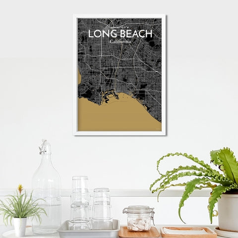 Long Beach CA City Map Poster – Detailed Art Print of Long Beach, California for Home Decor, Office Decor, Travel Art, and Unique Gifts