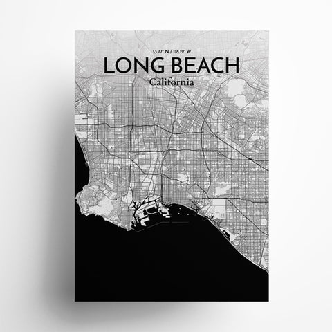 Long Beach CA City Map Poster – Detailed Art Print of Long Beach, California for Home Decor, Office Decor, Travel Art, and Unique Gifts