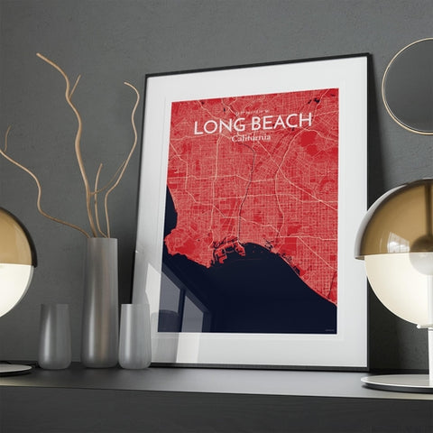 Long Beach CA City Map Poster – Detailed Art Print of Long Beach, California for Home Decor, Office Decor, Travel Art, and Unique Gifts