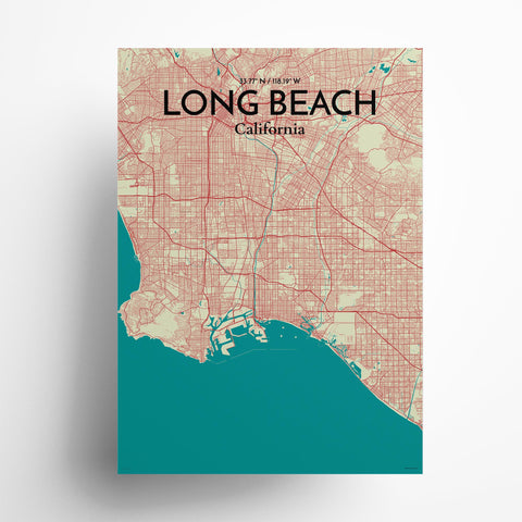 Long Beach CA City Map Poster – Detailed Art Print of Long Beach, California for Home Decor, Office Decor, Travel Art, and Unique Gifts