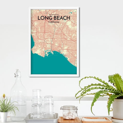 Long Beach CA City Map Poster – Detailed Art Print of Long Beach, California for Home Decor, Office Decor, Travel Art, and Unique Gifts