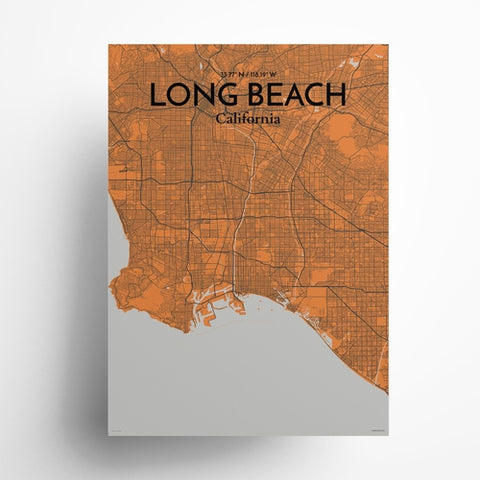 Long Beach CA City Map Poster – Detailed Art Print of Long Beach, California for Home Decor, Office Decor, Travel Art, and Unique Gifts