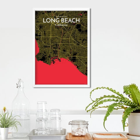 Long Beach CA City Map Poster – Detailed Art Print of Long Beach, California for Home Decor, Office Decor, Travel Art, and Unique Gifts