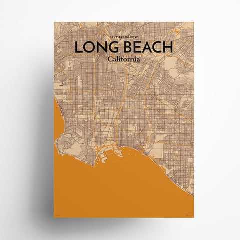 Long Beach CA City Map Poster – Detailed Art Print of Long Beach, California for Home Decor, Office Decor, Travel Art, and Unique Gifts