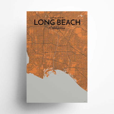 Long Beach CA City Map Poster – Detailed Art Print of Long Beach, California for Home Decor, Office Decor, Travel Art, and Unique Gifts