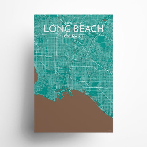 Long Beach CA City Map Poster – Detailed Art Print of Long Beach, California for Home Decor, Office Decor, Travel Art, and Unique Gifts