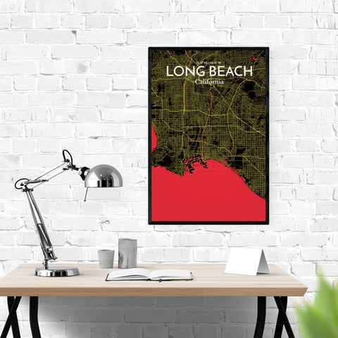 Long Beach CA City Map Poster – Detailed Art Print of Long Beach, California for Home Decor, Office Decor, Travel Art, and Unique Gifts