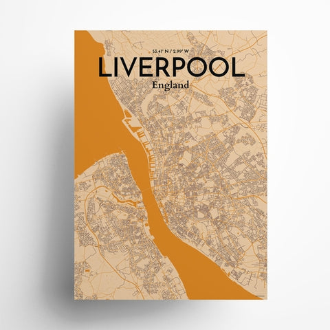 Liverpool City Map Poster – Detailed Art Print of Liverpool, England for Home Decor, Office Decor, Travel Art, and Unique Gifts