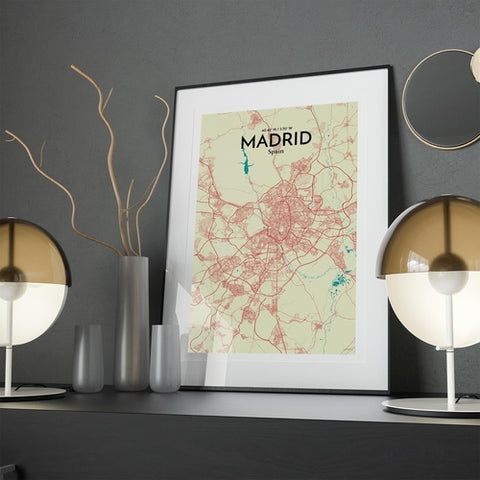 Madrid Spain Map Poster – Detailed Art Print of Madrid, Spain for Home Decor, Office Decor, Travel Art, and Unique Gifts