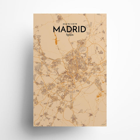 Madrid Spain Map Poster – Detailed Art Print of Madrid, Spain for Home Decor, Office Decor, Travel Art, and Unique Gifts