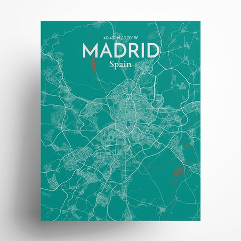 Madrid Spain Map Poster – Detailed Art Print of Madrid, Spain for Home Decor, Office Decor, Travel Art, and Unique Gifts