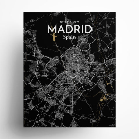 Madrid Spain Map Poster – Detailed Art Print of Madrid, Spain for Home Decor, Office Decor, Travel Art, and Unique Gifts