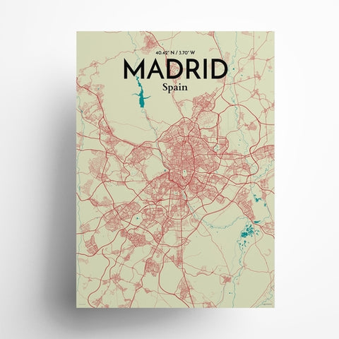 Madrid Spain Map Poster – Detailed Art Print of Madrid, Spain for Home Decor, Office Decor, Travel Art, and Unique Gifts