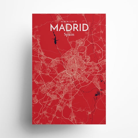 Madrid Spain Map Poster – Detailed Art Print of Madrid, Spain for Home Decor, Office Decor, Travel Art, and Unique Gifts