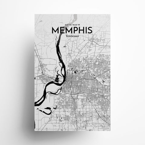 Memphis TN Map Poster – Detailed Art Print of Memphis, Tennessee City Map Art for Home Decor, Office Decor, and Unique Gifts