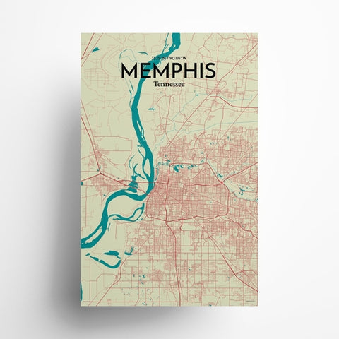 Memphis TN Map Poster – Detailed Art Print of Memphis, Tennessee City Map Art for Home Decor, Office Decor, and Unique Gifts