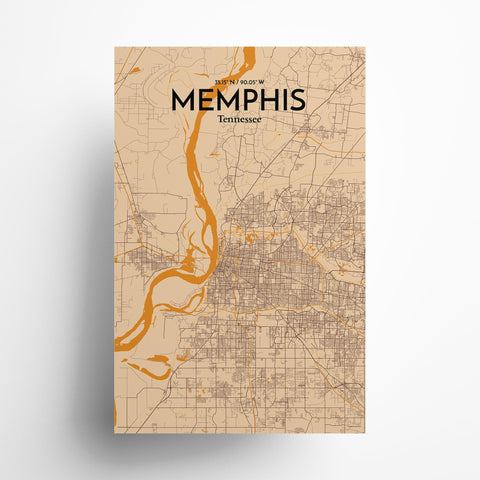 Memphis TN Map Poster – Detailed Art Print of Memphis, Tennessee City Map Art for Home Decor, Office Decor, and Unique Gifts