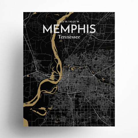 Memphis TN Map Poster – Detailed Art Print of Memphis, Tennessee City Map Art for Home Decor, Office Decor, and Unique Gifts