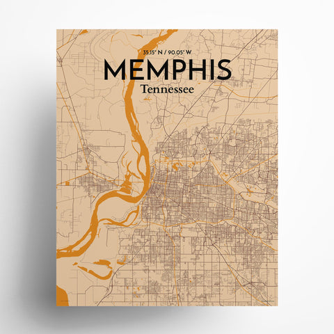 Memphis TN Map Poster – Detailed Art Print of Memphis, Tennessee City Map Art for Home Decor, Office Decor, and Unique Gifts