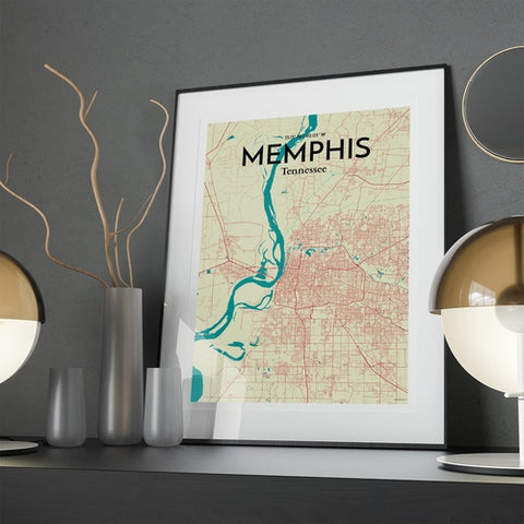 Memphis TN Map Poster – Detailed Art Print of Memphis, Tennessee City Map Art for Home Decor, Office Decor, and Unique Gifts