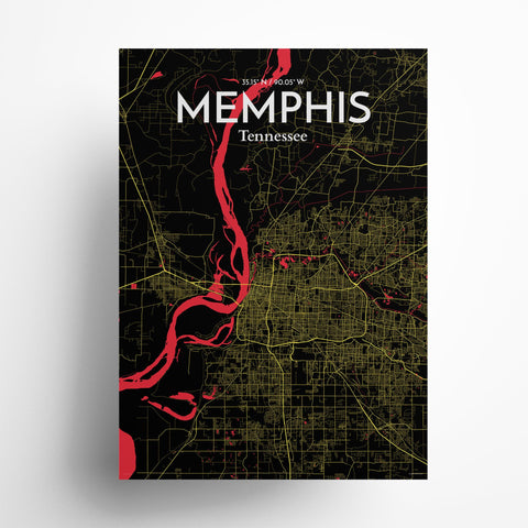 Memphis TN Map Poster – Detailed Art Print of Memphis, Tennessee City Map Art for Home Decor, Office Decor, and Unique Gifts