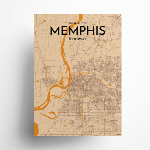 Memphis TN Map Poster – Detailed Art Print of Memphis, Tennessee City Map Art for Home Decor, Office Decor, and Unique Gifts