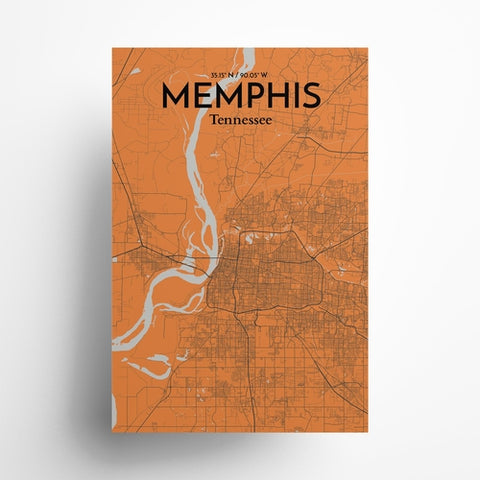 Memphis TN Map Poster – Detailed Art Print of Memphis, Tennessee City Map Art for Home Decor, Office Decor, and Unique Gifts