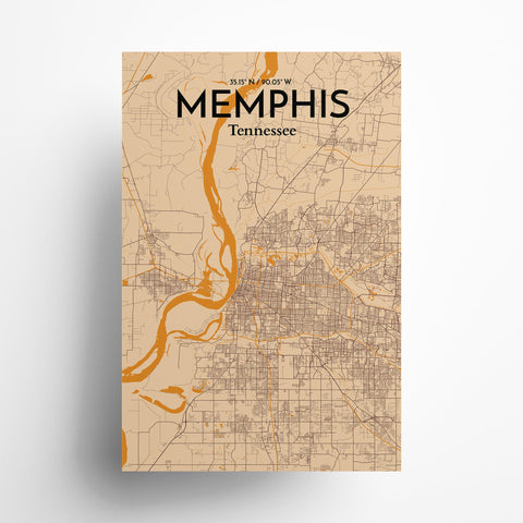 Memphis TN Map Poster – Detailed Art Print of Memphis, Tennessee City Map Art for Home Decor, Office Decor, and Unique Gifts