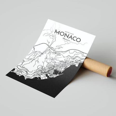 Monaco City Map Poster – Detailed Art Print of Monaco, French Riviera for Home Decor, Office Decor, Travel Art, and Unique Gifts