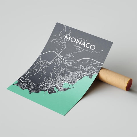 Monaco City Map Poster – Detailed Art Print of Monaco, French Riviera for Home Decor, Office Decor, Travel Art, and Unique Gifts