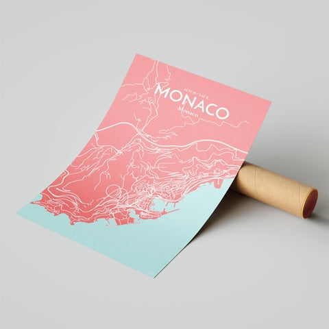 Monaco City Map Poster – Detailed Art Print of Monaco, French Riviera for Home Decor, Office Decor, Travel Art, and Unique Gifts