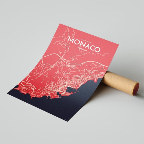 Monaco City Map Poster – Detailed Art Print of Monaco, French Riviera for Home Decor, Office Decor, Travel Art, and Unique Gifts