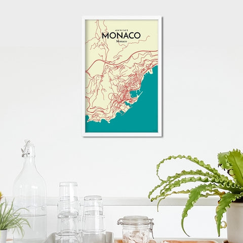 Monaco City Map Poster – Detailed Art Print of Monaco, French Riviera for Home Decor, Office Decor, Travel Art, and Unique Gifts