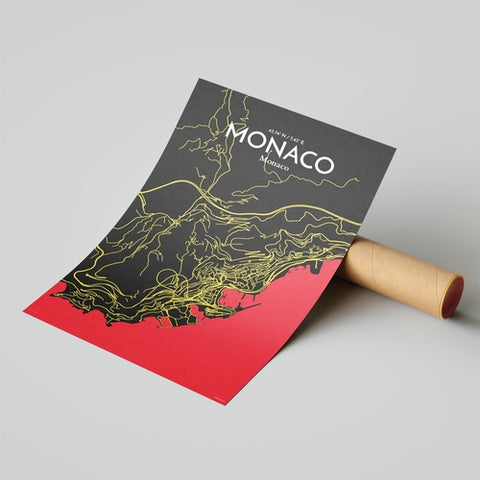 Monaco City Map Poster – Detailed Art Print of Monaco, French Riviera for Home Decor, Office Decor, Travel Art, and Unique Gifts