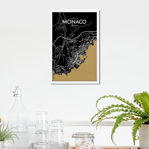 Monaco City Map Poster – Detailed Art Print of Monaco, French Riviera for Home Decor, Office Decor, Travel Art, and Unique Gifts