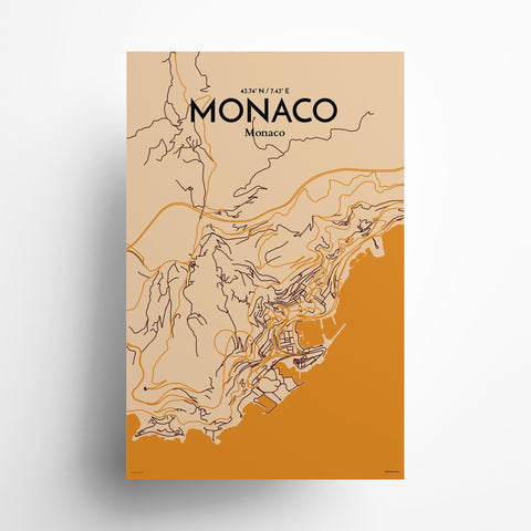 Monaco City Map Poster – Detailed Art Print of Monaco, French Riviera for Home Decor, Office Decor, Travel Art, and Unique Gifts