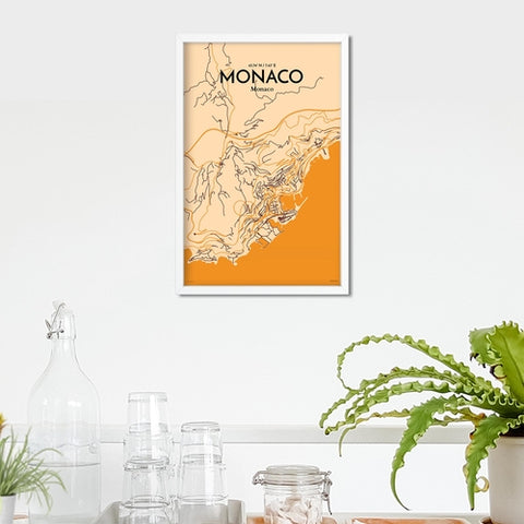 Monaco City Map Poster – Detailed Art Print of Monaco, French Riviera for Home Decor, Office Decor, Travel Art, and Unique Gifts