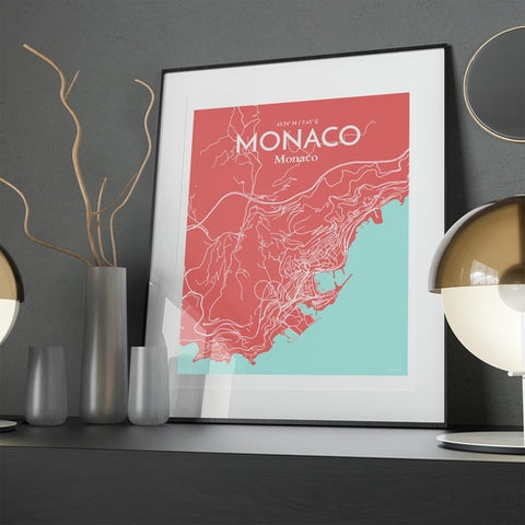 Monaco City Map Poster – Detailed Art Print of Monaco, French Riviera for Home Decor, Office Decor, Travel Art, and Unique Gifts