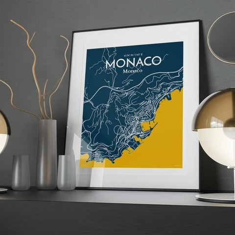 Monaco City Map Poster – Detailed Art Print of Monaco, French Riviera for Home Decor, Office Decor, Travel Art, and Unique Gifts