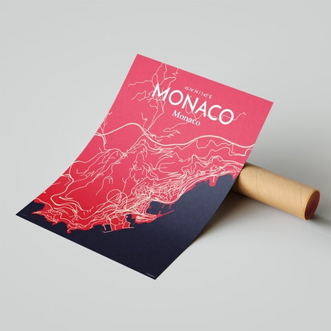 Monaco City Map Poster – Detailed Art Print of Monaco, French Riviera for Home Decor, Office Decor, Travel Art, and Unique Gifts