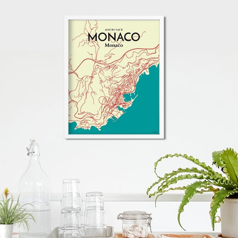 Monaco City Map Poster – Detailed Art Print of Monaco, French Riviera for Home Decor, Office Decor, Travel Art, and Unique Gifts