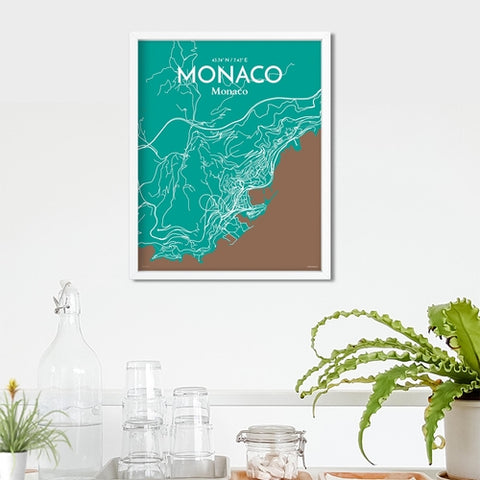 Monaco City Map Poster – Detailed Art Print of Monaco, French Riviera for Home Decor, Office Decor, Travel Art, and Unique Gifts