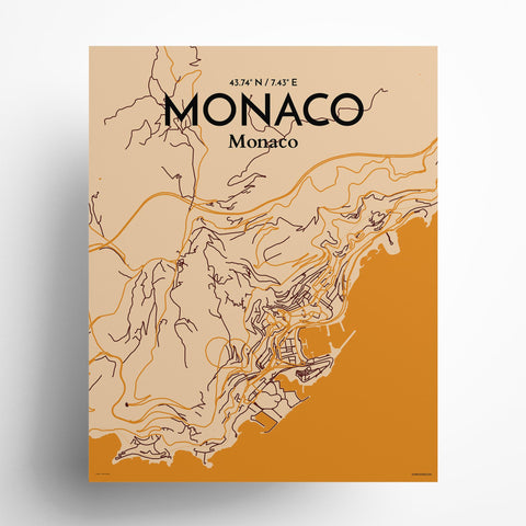 Monaco City Map Poster – Detailed Art Print of Monaco, French Riviera for Home Decor, Office Decor, Travel Art, and Unique Gifts