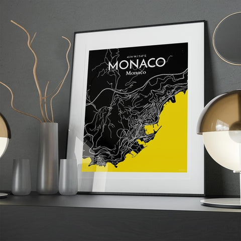 Monaco City Map Poster – Detailed Art Print of Monaco, French Riviera for Home Decor, Office Decor, Travel Art, and Unique Gifts