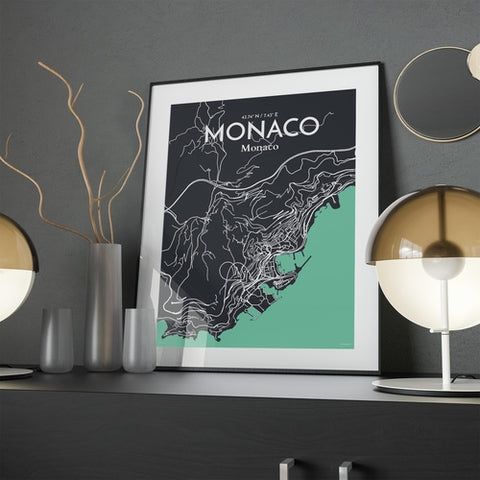 Monaco City Map Poster – Detailed Art Print of Monaco, French Riviera for Home Decor, Office Decor, Travel Art, and Unique Gifts