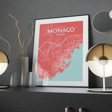 Monaco City Map Poster – Detailed Art Print of Monaco, French Riviera for Home Decor, Office Decor, Travel Art, and Unique Gifts