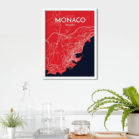 Monaco City Map Poster – Detailed Art Print of Monaco, French Riviera for Home Decor, Office Decor, Travel Art, and Unique Gifts