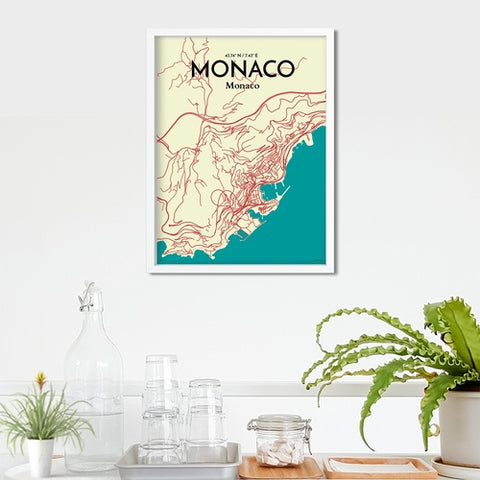 Monaco City Map Poster – Detailed Art Print of Monaco, French Riviera for Home Decor, Office Decor, Travel Art, and Unique Gifts